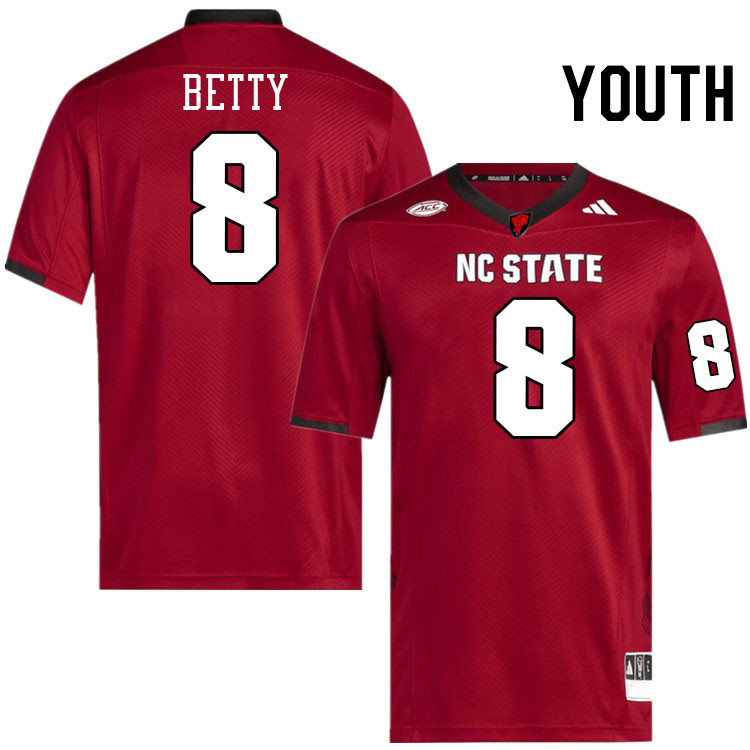 Youth #8 Devon Betty NC State Wolfpack College Football Jerseys Stitched-Red